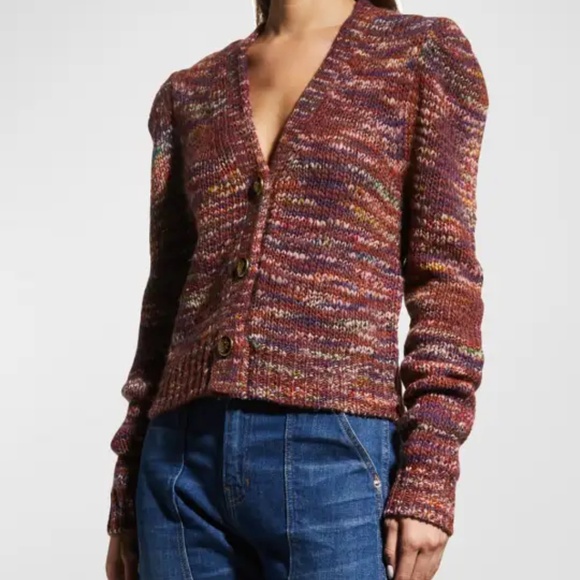 NWT Veronica Beard Amosa Knit Puff-Sleeve Cardigan - size XL - Picture 6 of 8